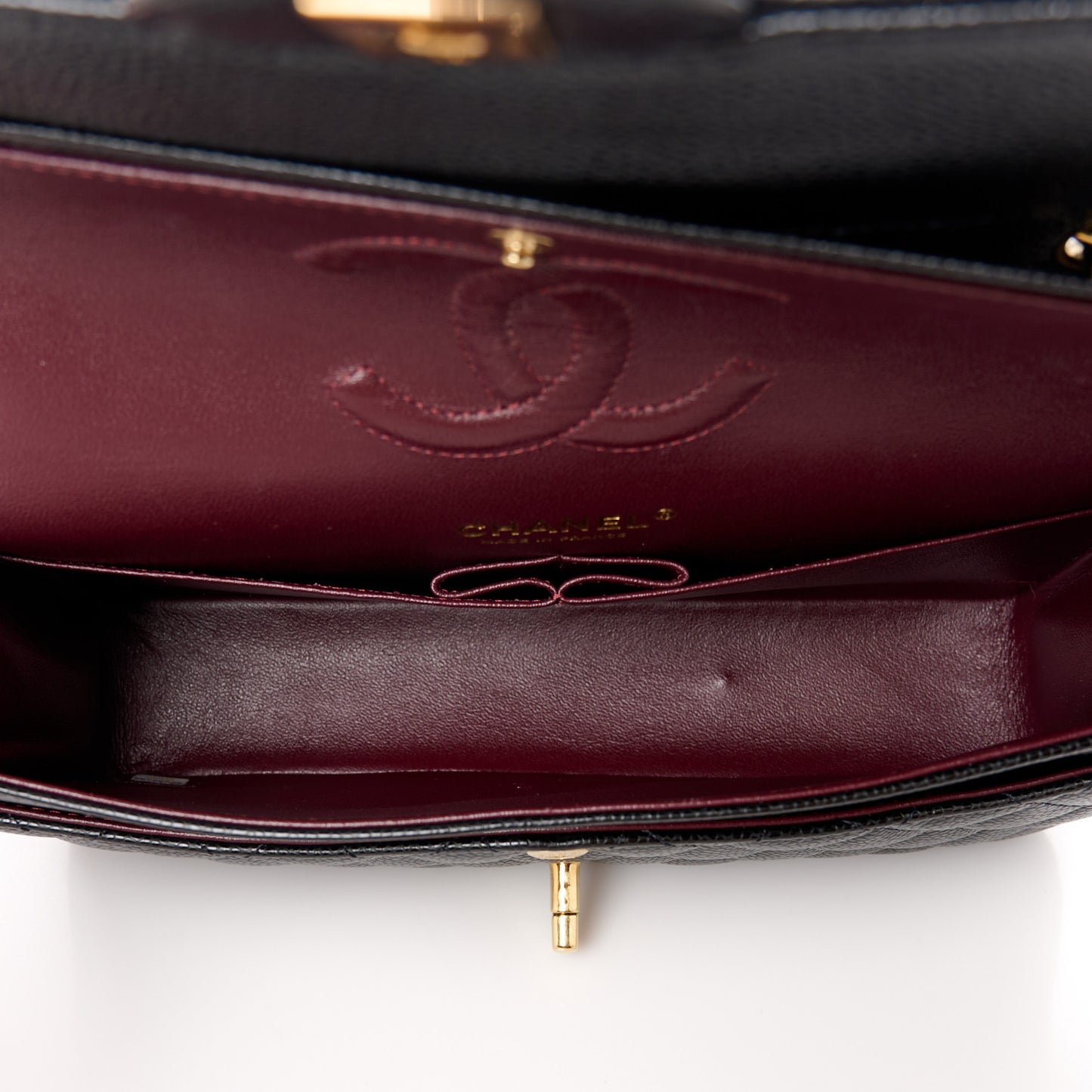 Caviar Quilted Medium Double Flap Black
