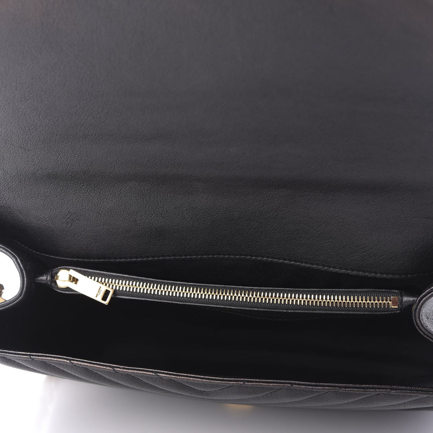 Sheepskin Matelasse Chevron Monogram Large College Satchel Black
