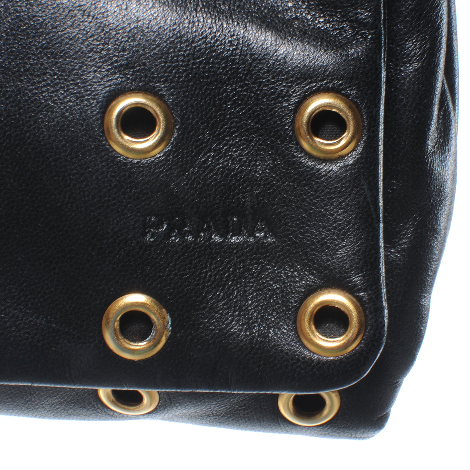 Prada Nappa Grommet Borchie Clutch Black 4 of 8