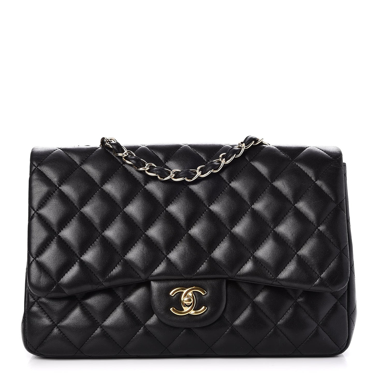 Lambskin Quilted Jumbo Single Flap Black