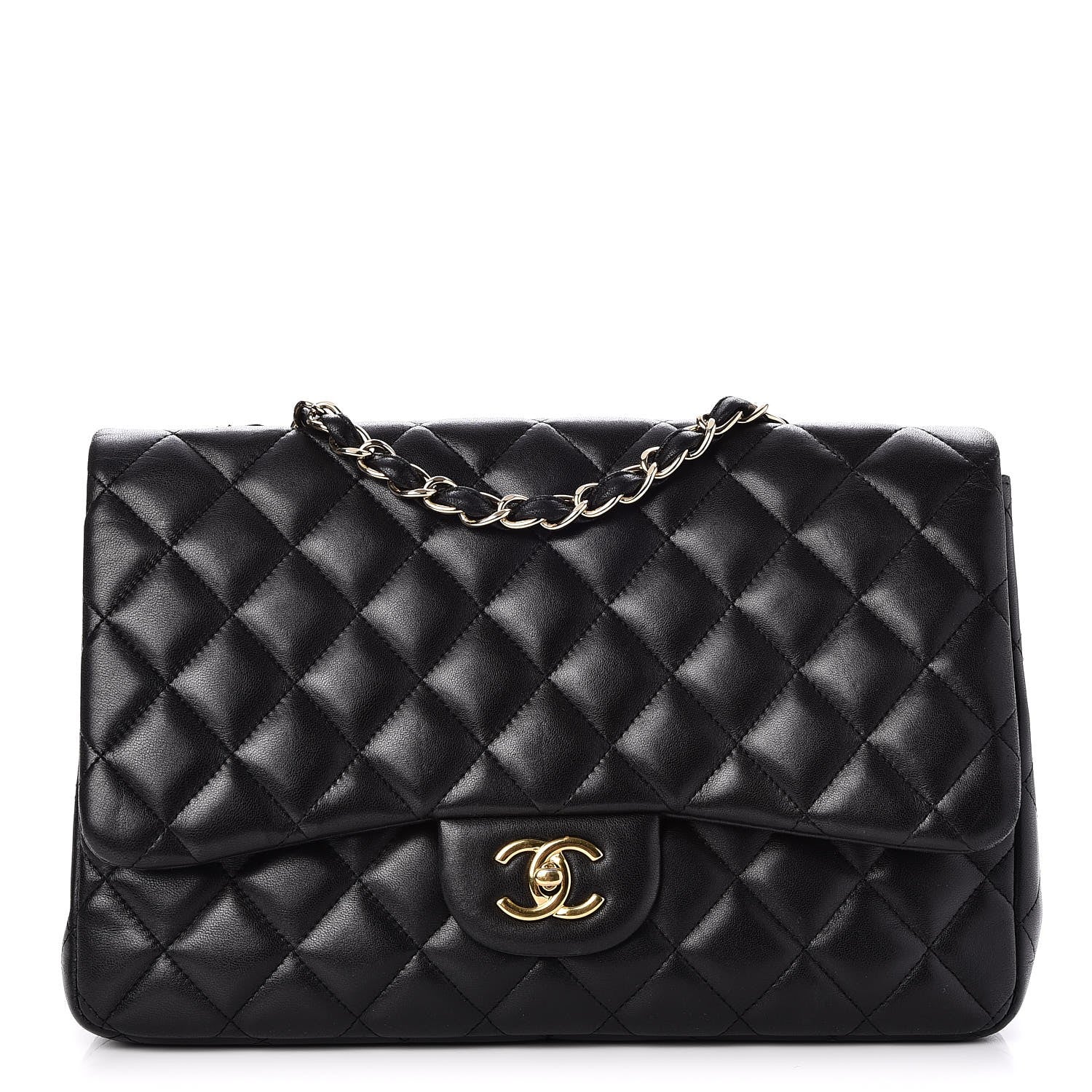 Chanel Lambskin Quilted Jumbo Single Flap Black 1 of 8