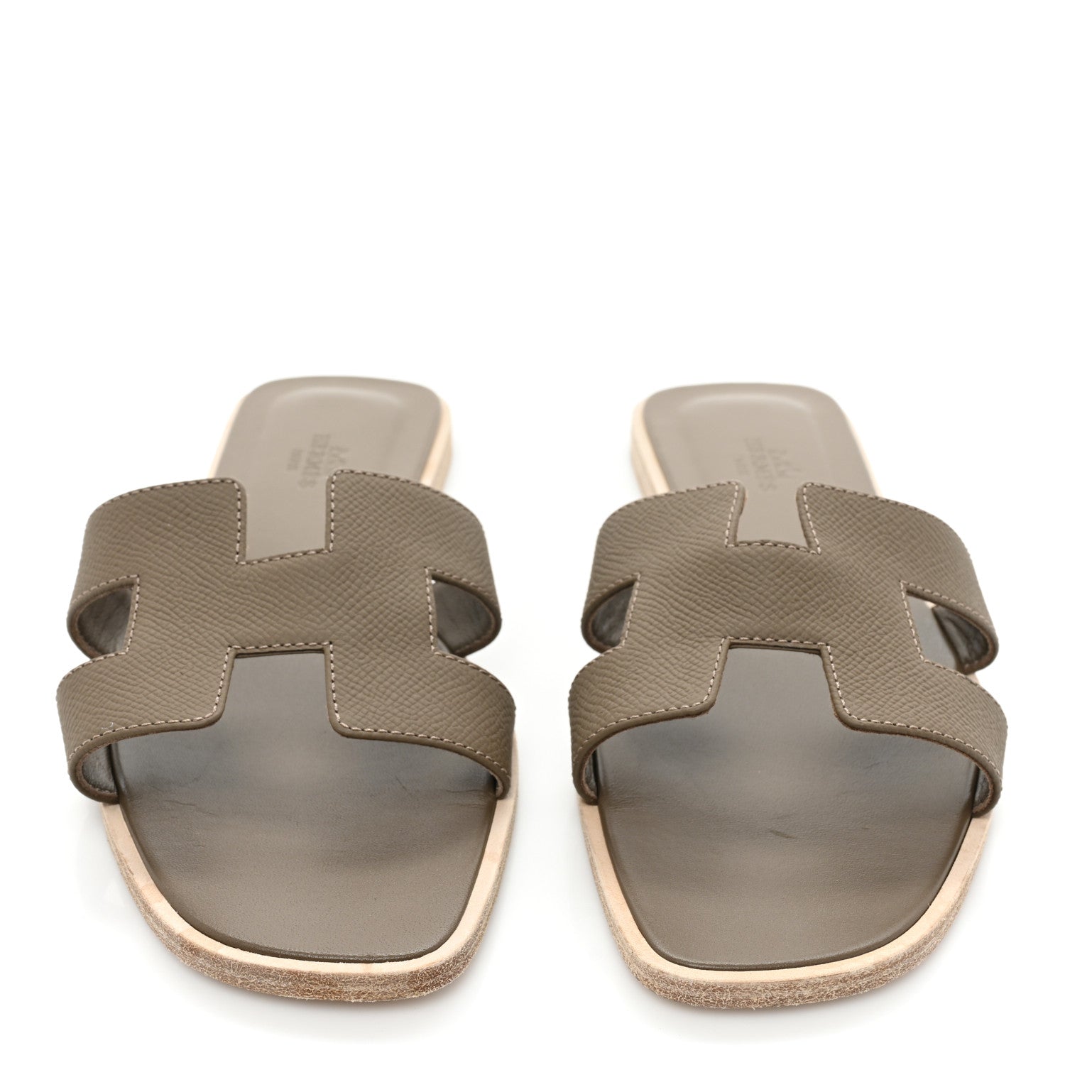 Hermes Epsom Oran Sandals 39 Etoupe 2 of 11