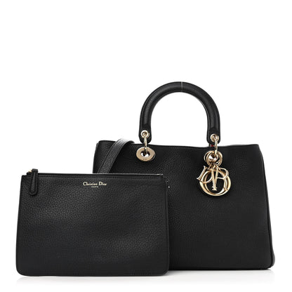 Christian Dior Bullcalf Medium Diorissimo Tote Black Rose Indien 1 of 13