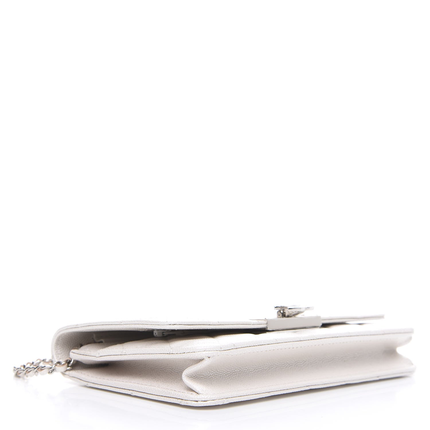 Chanel Iridescent Caviar Quilted Golden Class Wallet On Chain WOC White 3 of 10