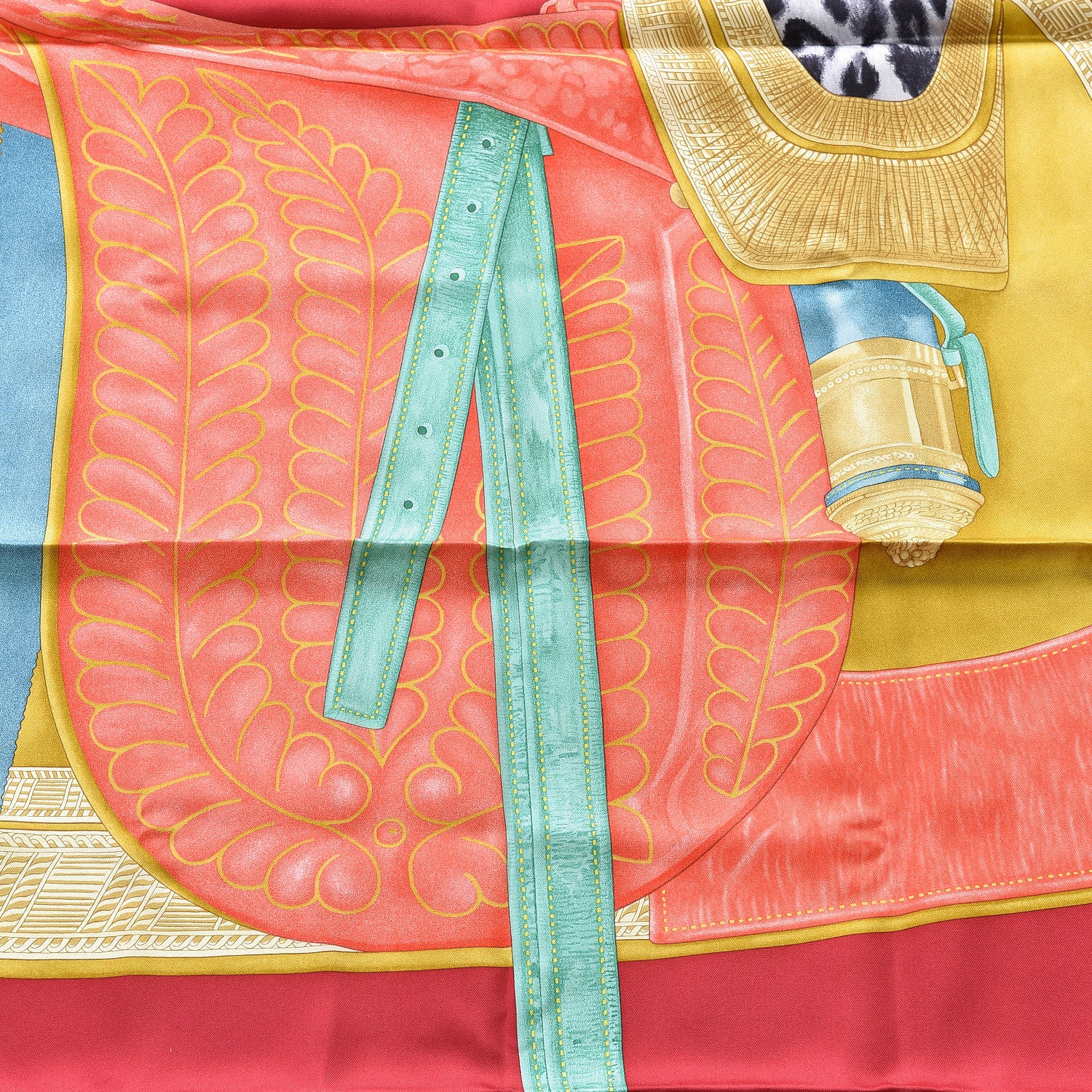 Hermes Silk Selle d'Officier En Grande Tenue Scarf 90 Framboise Corail Mordore 2 of 4