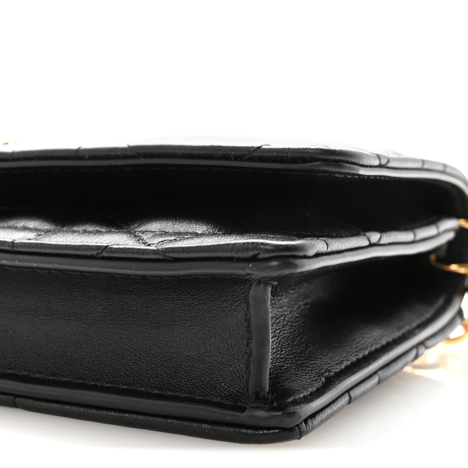 Christian Dior Lambskin Crystal Macrocannage Caro Pouch With Chain Black 8 of 9