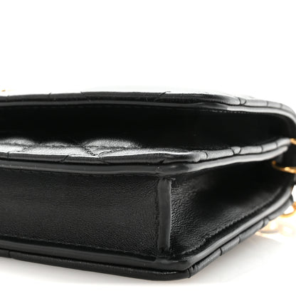 Christian Dior Lambskin Crystal Macrocannage Caro Pouch With Chain Black 8 of 9