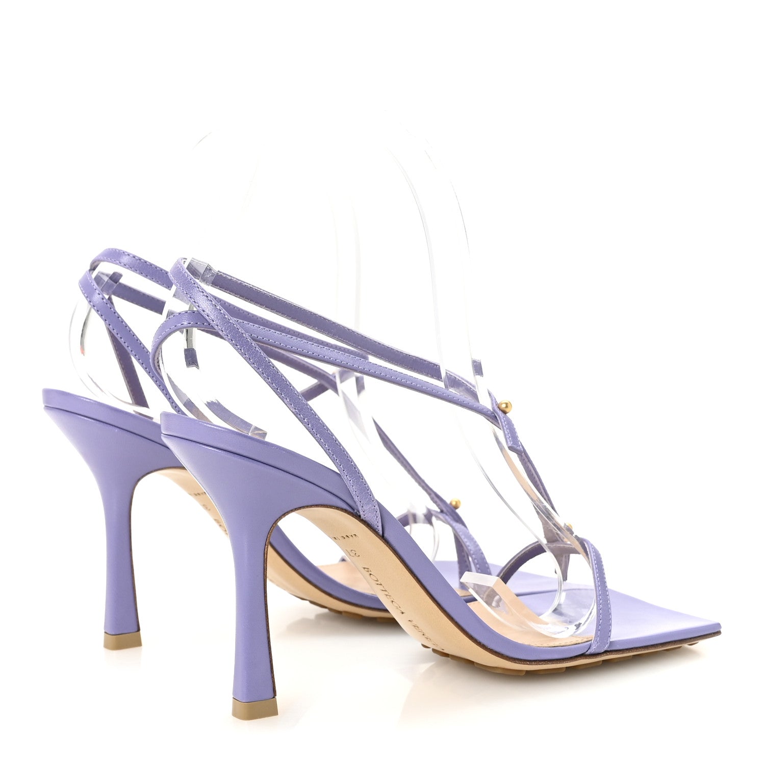 Bottega Veneta Lambskin Studded Stretch Multi Strap 90mm Sandals 37 Lavender 5 of 8