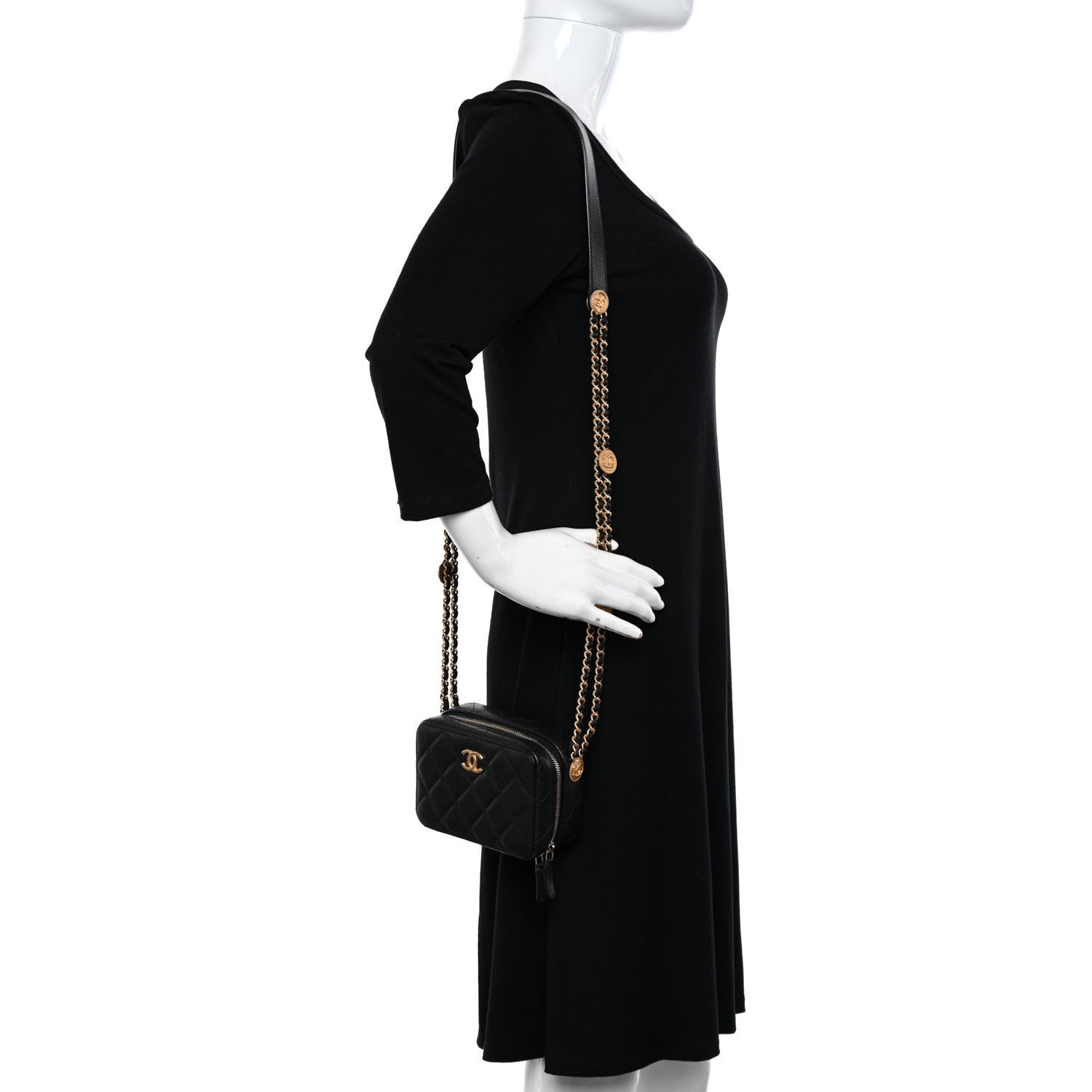 Chanel Caviar Quilted Twist Your Buttons Clutch With Chain Black 2 of 10