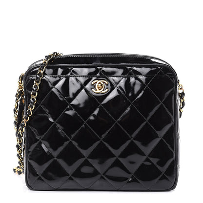 Chanel Patent Quilted Camera Case Black 1 of 15