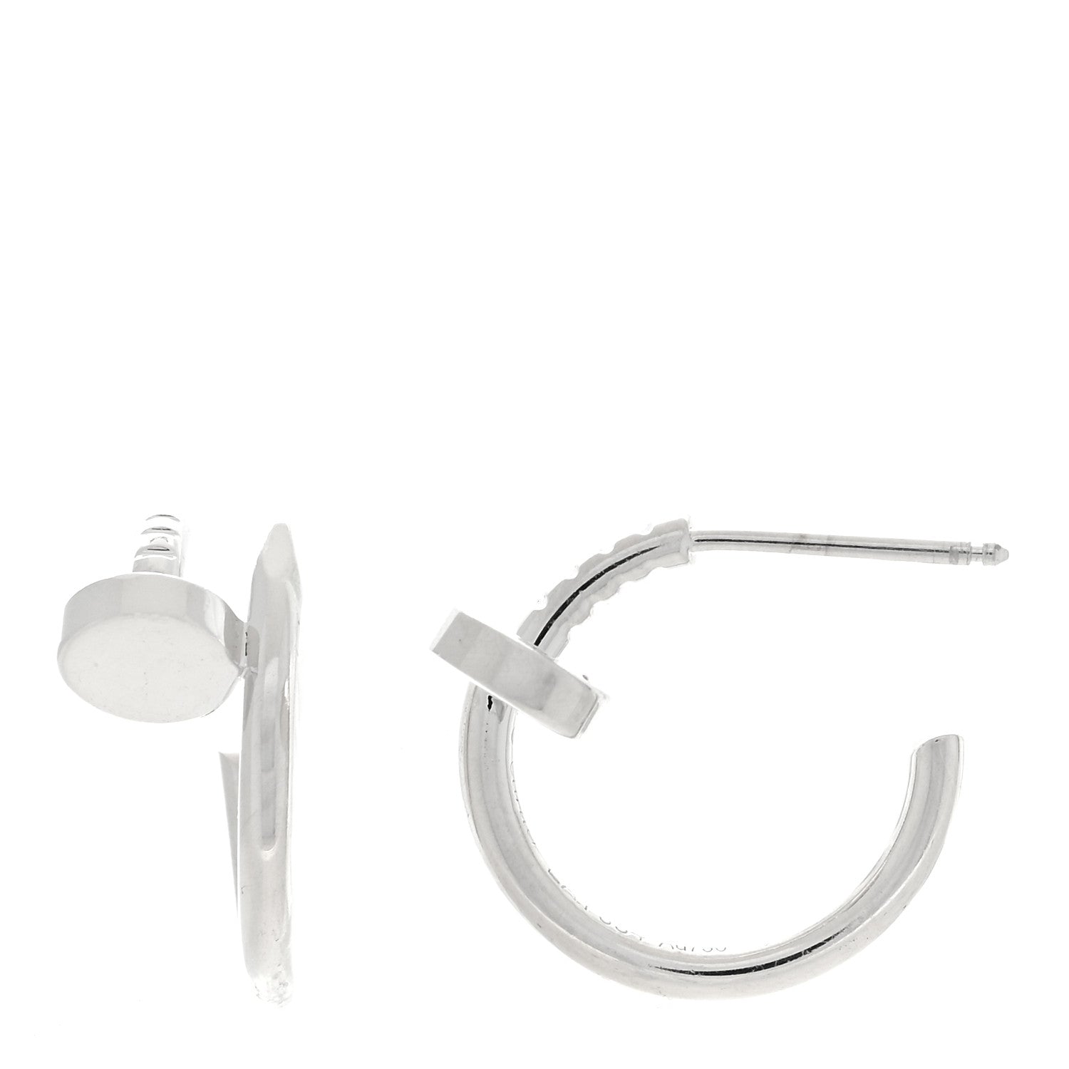 Cartier 18K White Gold Juste Un Clou Hoop Earrings 1 of 4