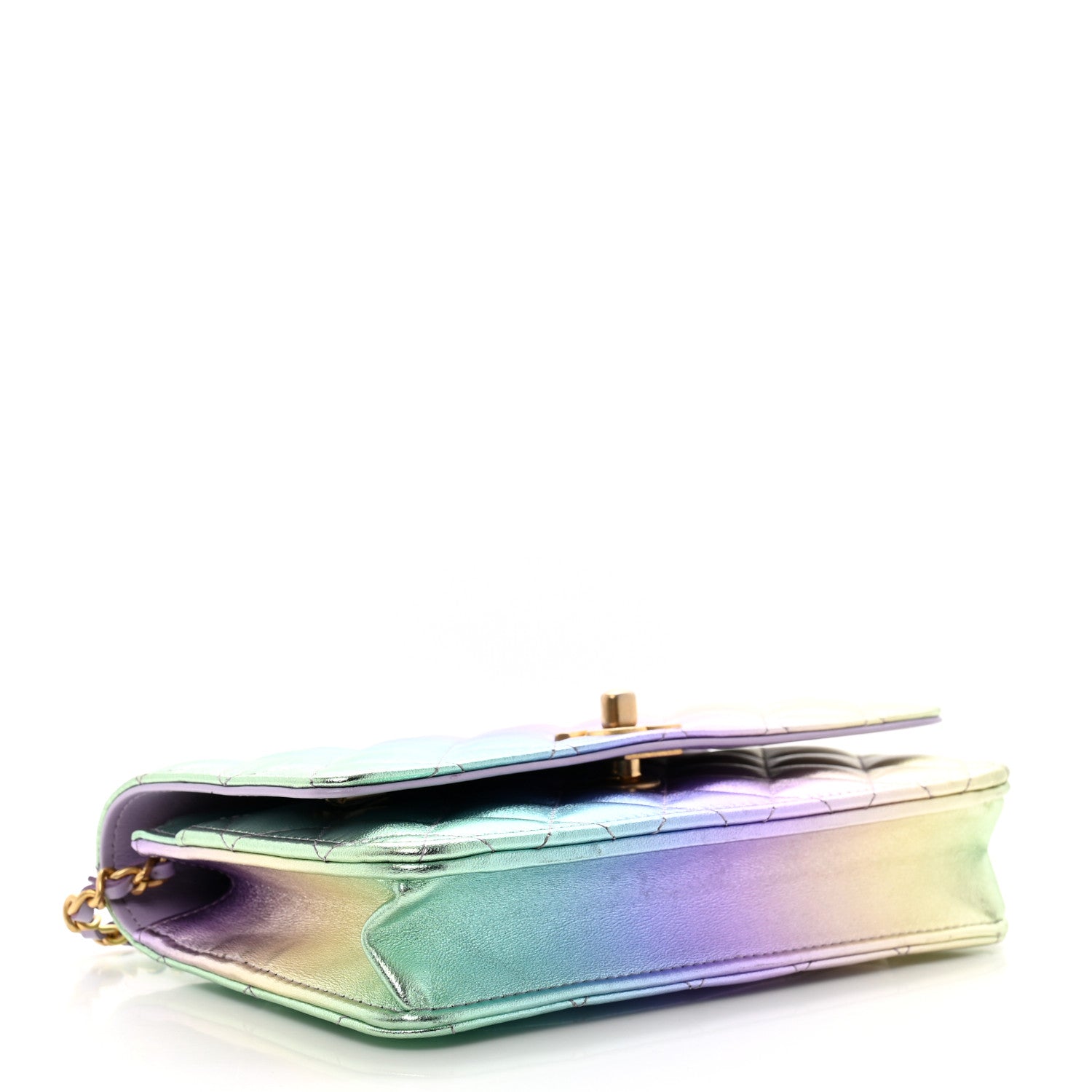 Chanel Iridescent Lambskin Quilted Glitter CC Roller Skate Wallet On Chain WOC Multicolor 3 of 11