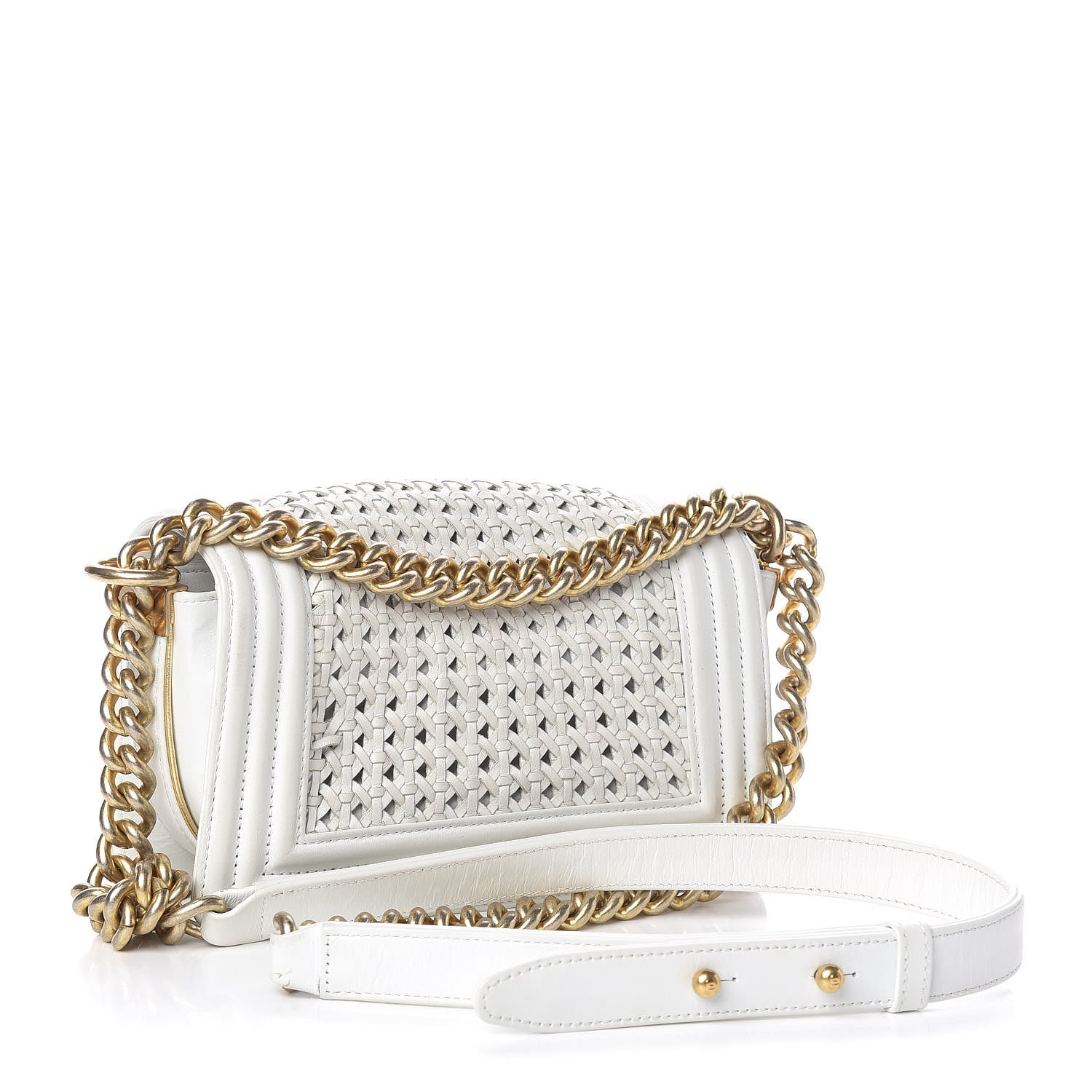 Chanel Sheepskin Braided Small Boy Reverso Flap White 3 of 13