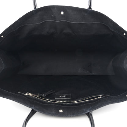 Saint Laurent Raffia Linen Calfskin Rive Gauche Tote Black 5 of 10