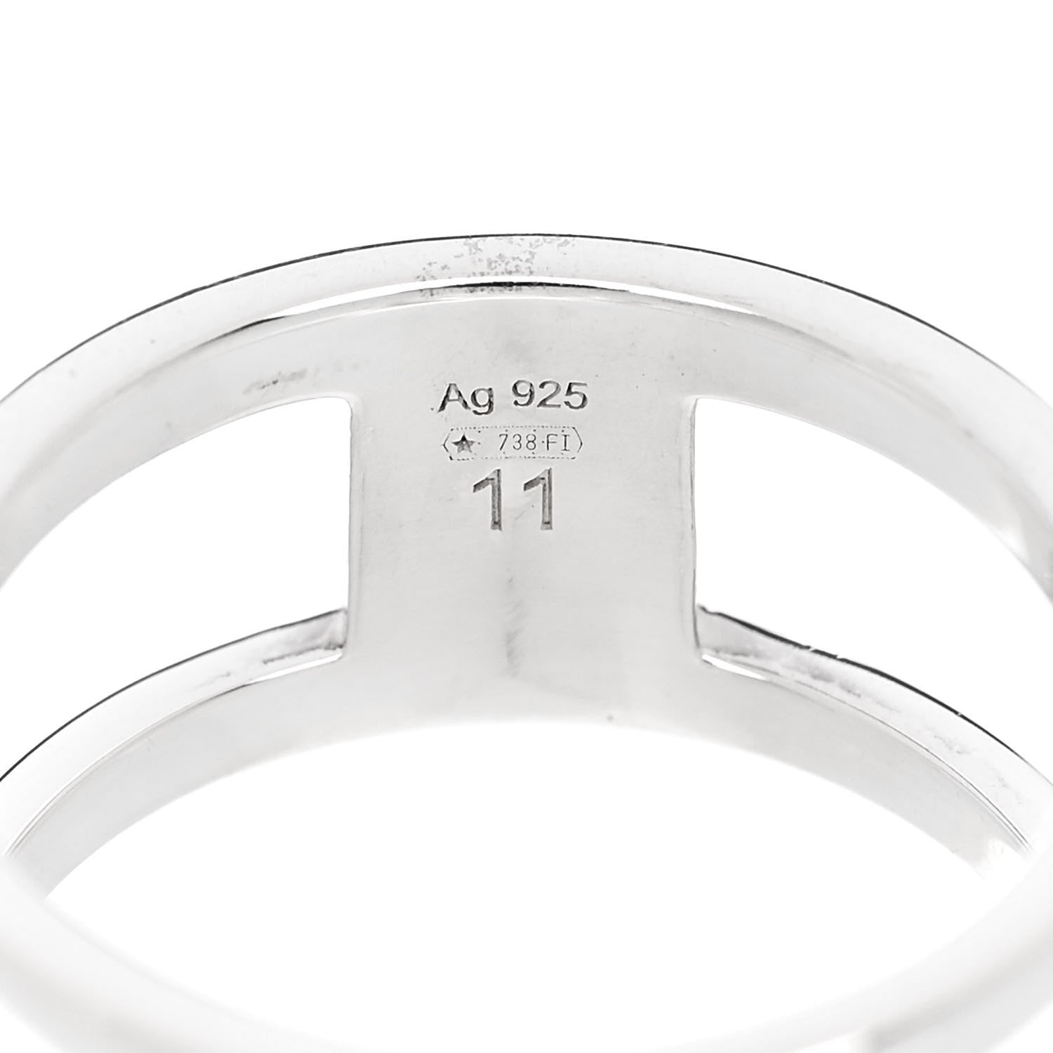 Gucci Sterling Silver 9mm Interlocking G Open Band Ring 50 5.5 4 of 4