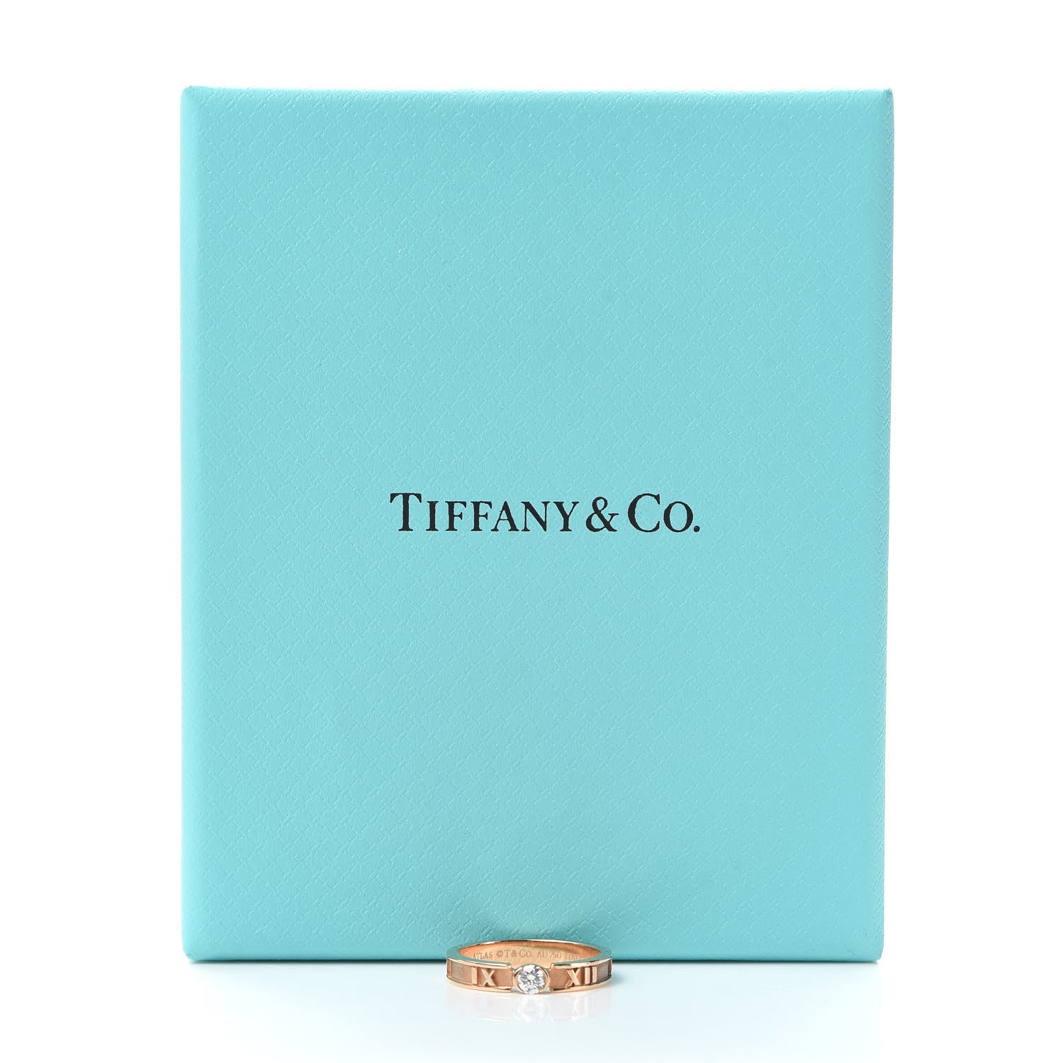 Tiffany 18K Rose Gold Diamond Atlas Closed Narrow Ring 48 4.5 5 of 5