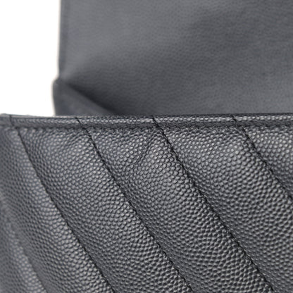 Chanel Caviar Chevron Quilted Medium Coco Handle Flap Dark Grey 11 of 15