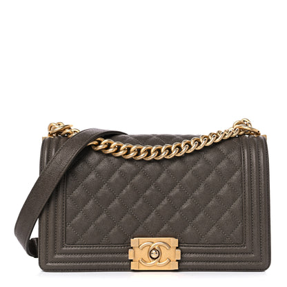 Chanel Caviar Quilted Medium Boy Flap Khaki 1 of 13