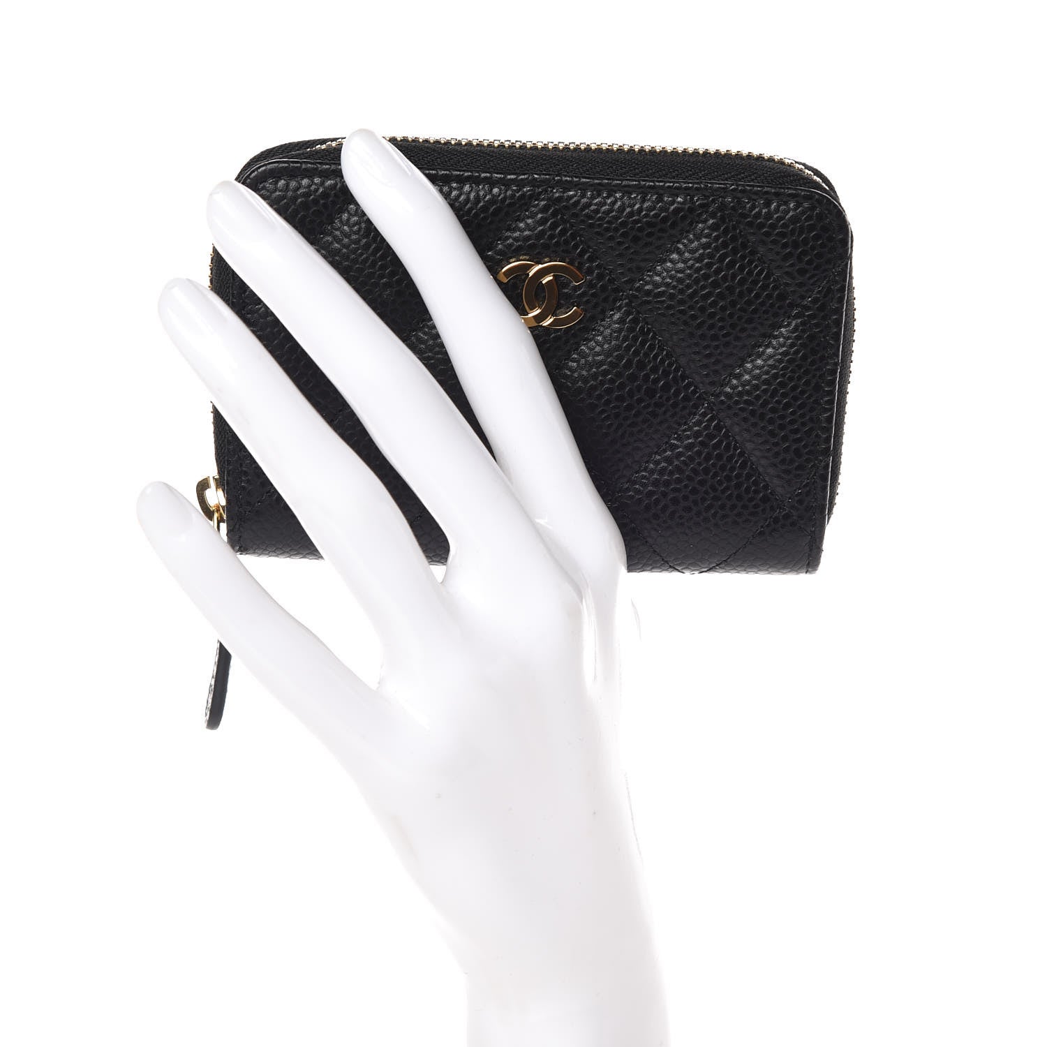 Chanel Caviar Quilted Zip Coin Purse Black 2 of 8