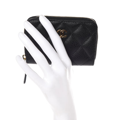 Chanel Caviar Quilted Zip Coin Purse Black 2 of 8