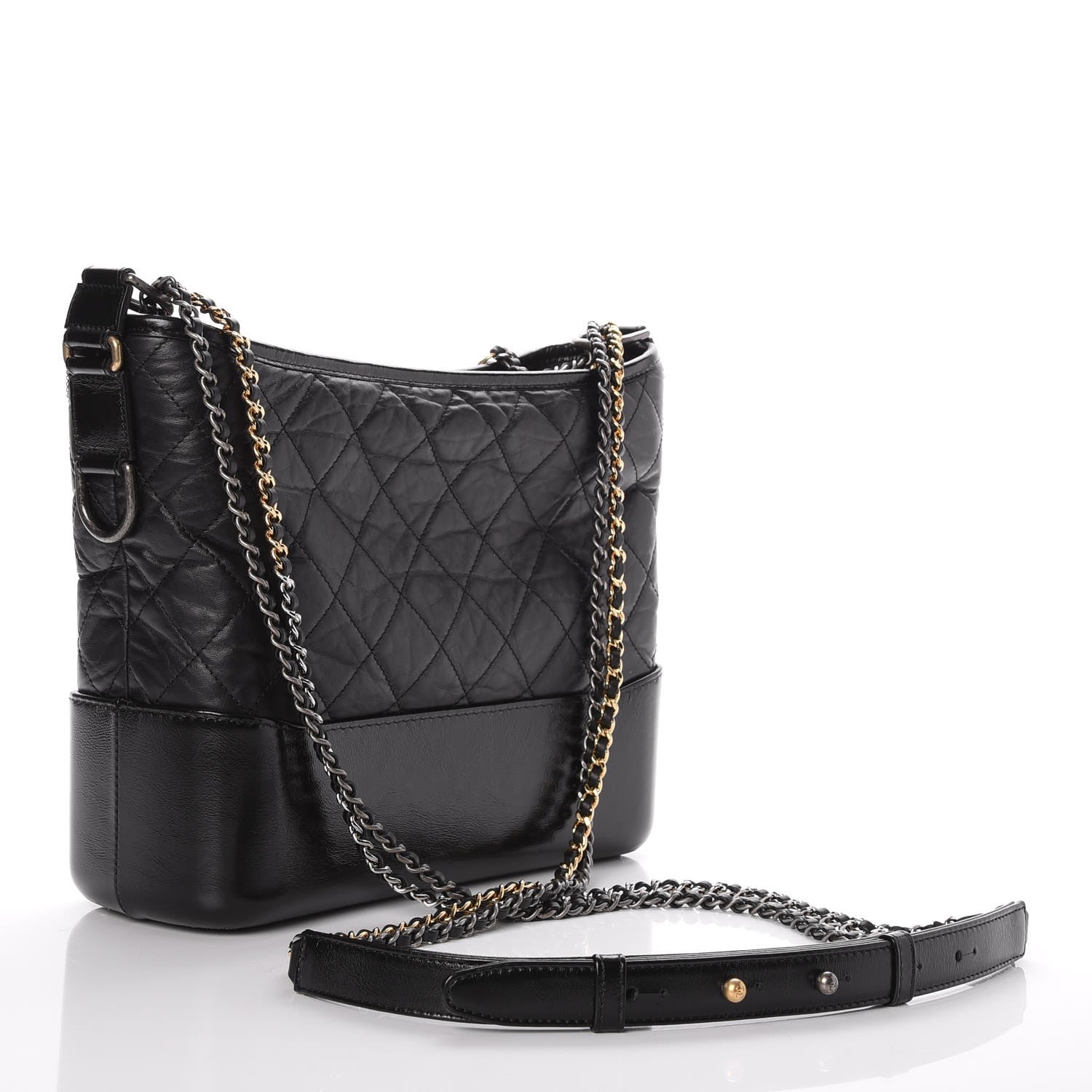 Chanel Aged Calfskin Quilted Medium Gabrielle Hobo Black 4 of 9