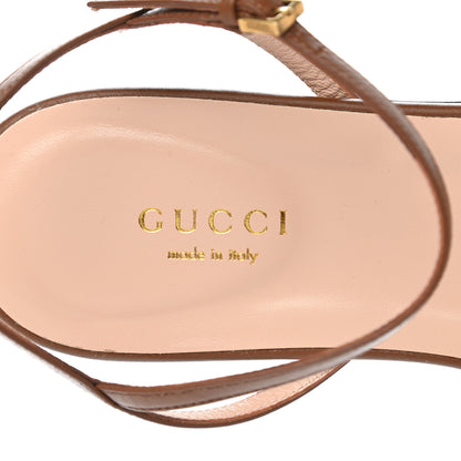 Gucci Lifford Calfskin GG Marmont Ankle Wrap Flat Sandals 37.5 Cognac 8 of 10