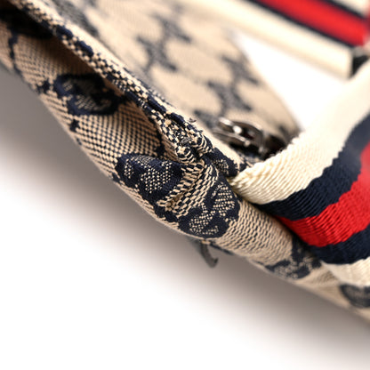 Gucci GG Monogram Web Double Pocket Belt Bag Navy 12 of 13