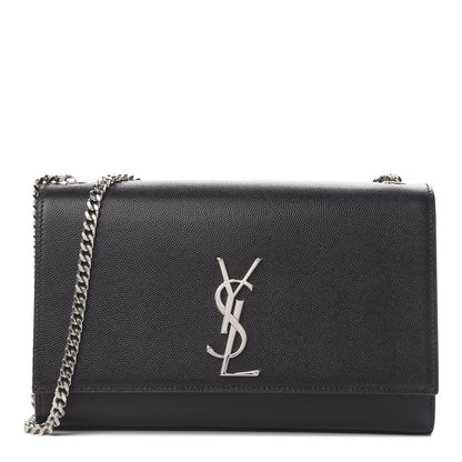 Saint Laurent Grain De Poudre Medium Classic Monogram Kate Satchel Black 1 of 10