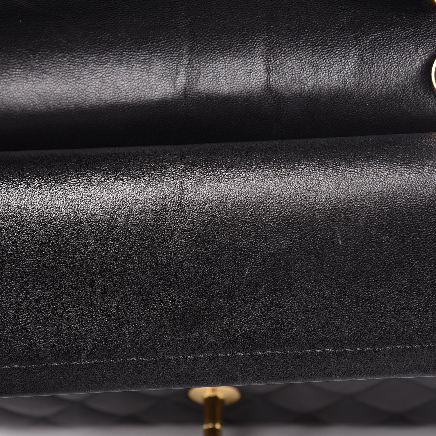 Chanel Lambskin Quilted Medium Double Flap Black 15 of 17