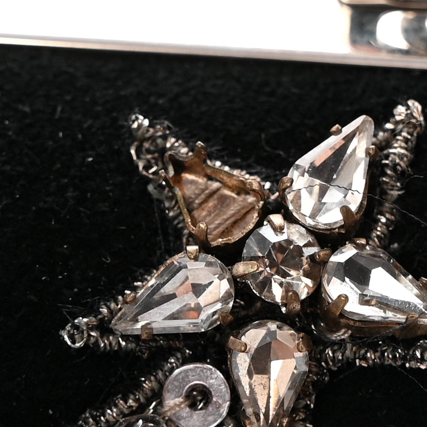 Suede Crystal Heart Chain Box Clutch Black