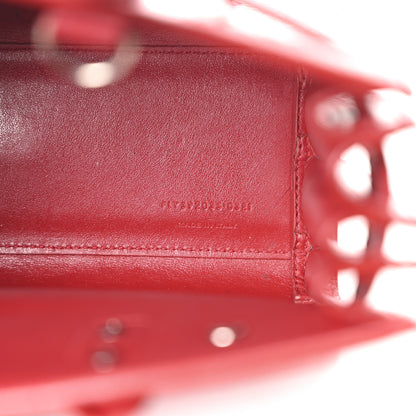 Saint Laurent Calfskin Crocodile Embossed Nano Sac De Jour Red 7 of 10