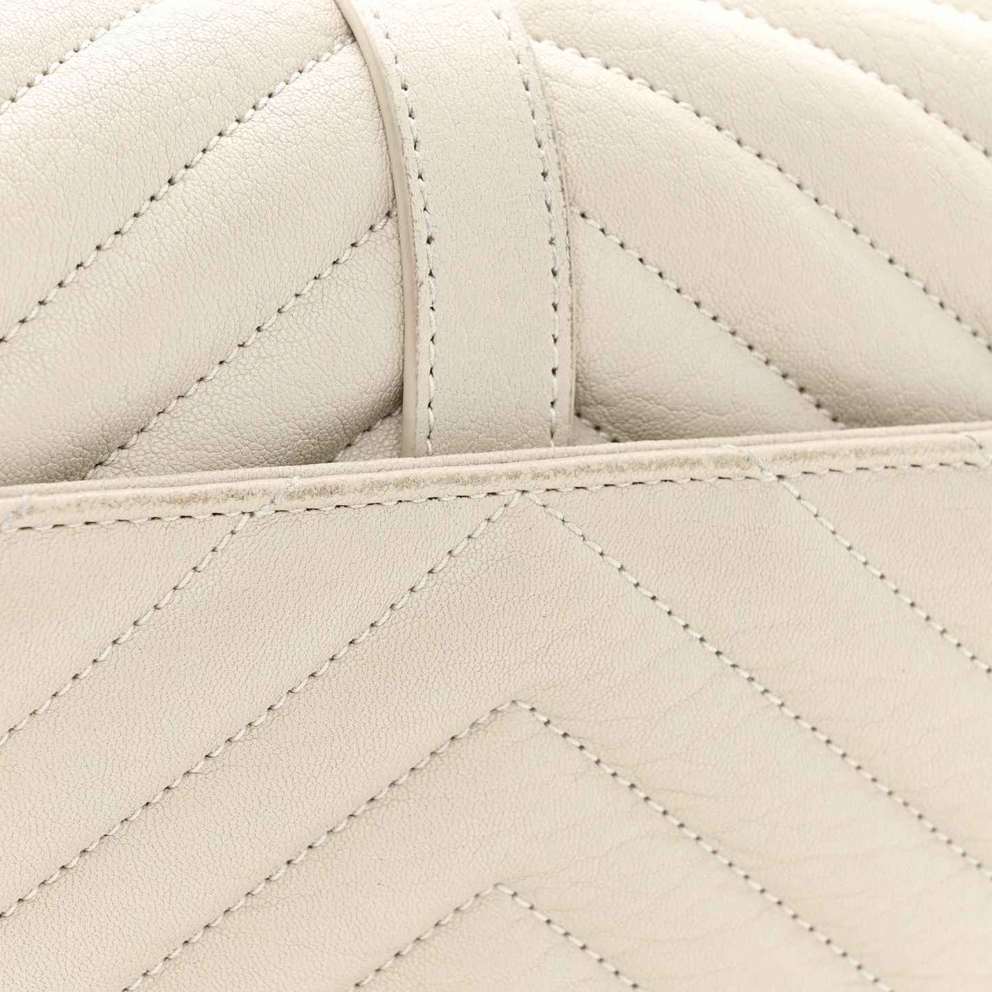 Sheepskin Matelasse Chevron Monogram Medium College Bag Crema Soft