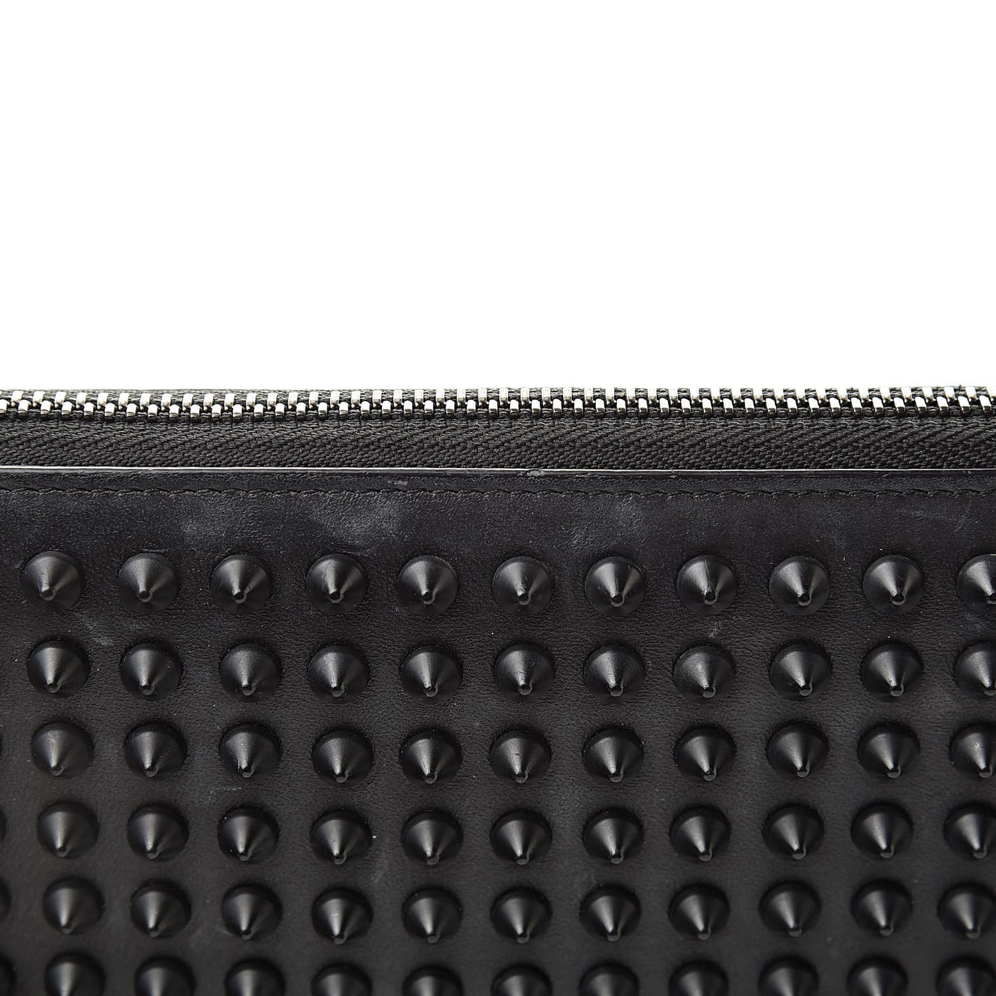 Calfskin Panettone Spiked Zip Around Wallet Black