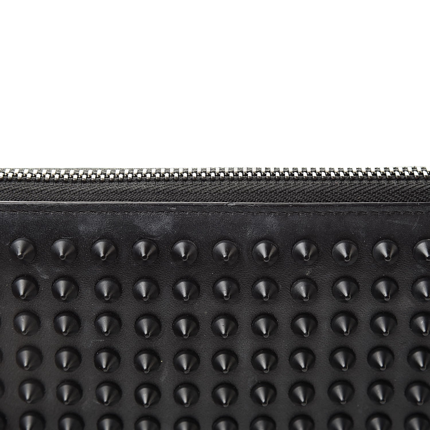 Christian Louboutin Calfskin Panettone Spiked Zip Around Wallet Black 10 of 10