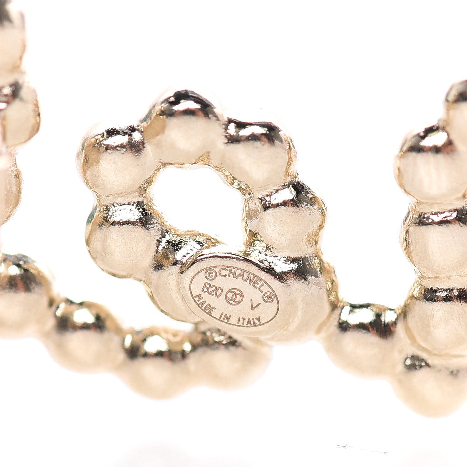 Chanel Metal Glass Swirling Pearls Hair Clip Gold 3 of 4