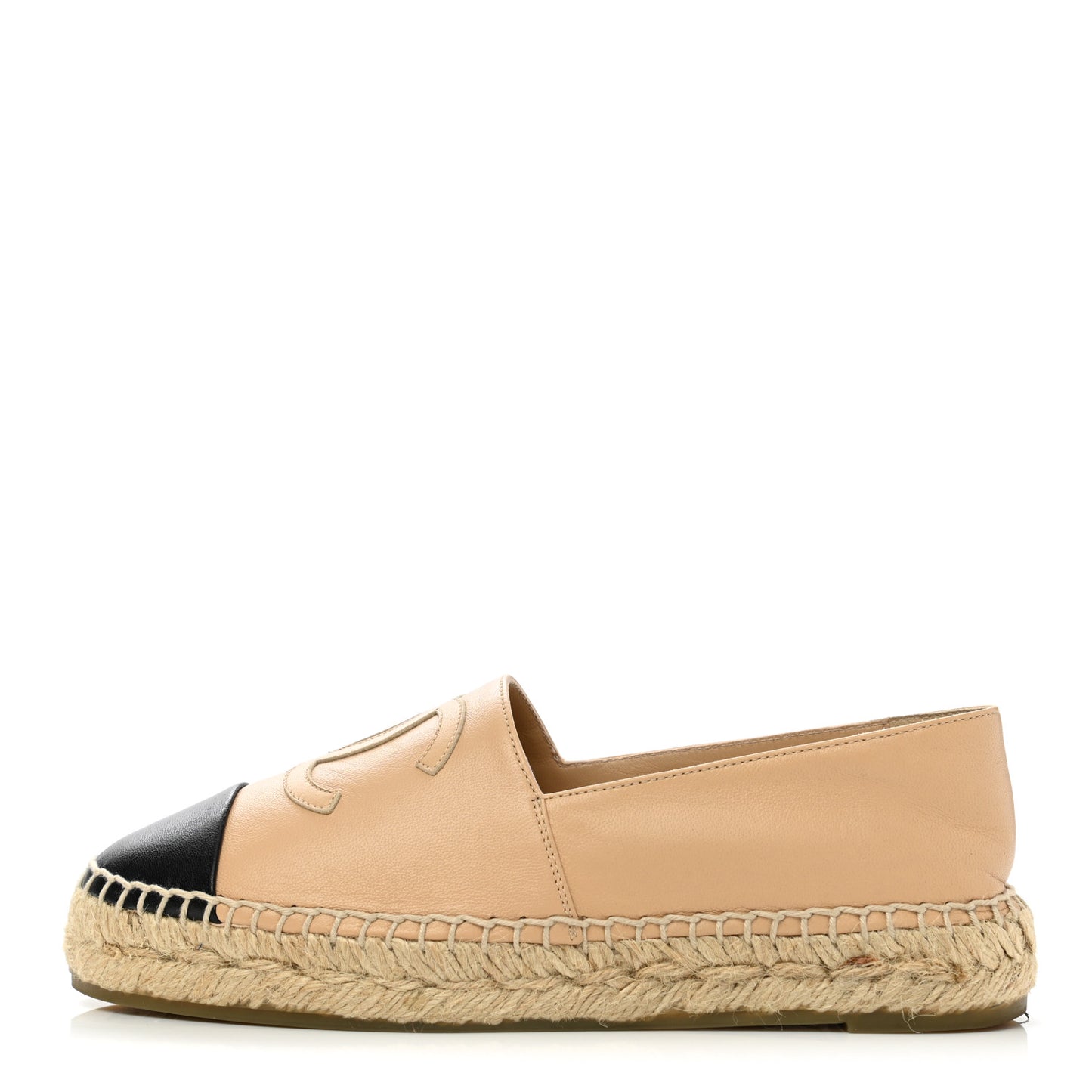 Lambskin CC Espadrilles 35 Beige Black