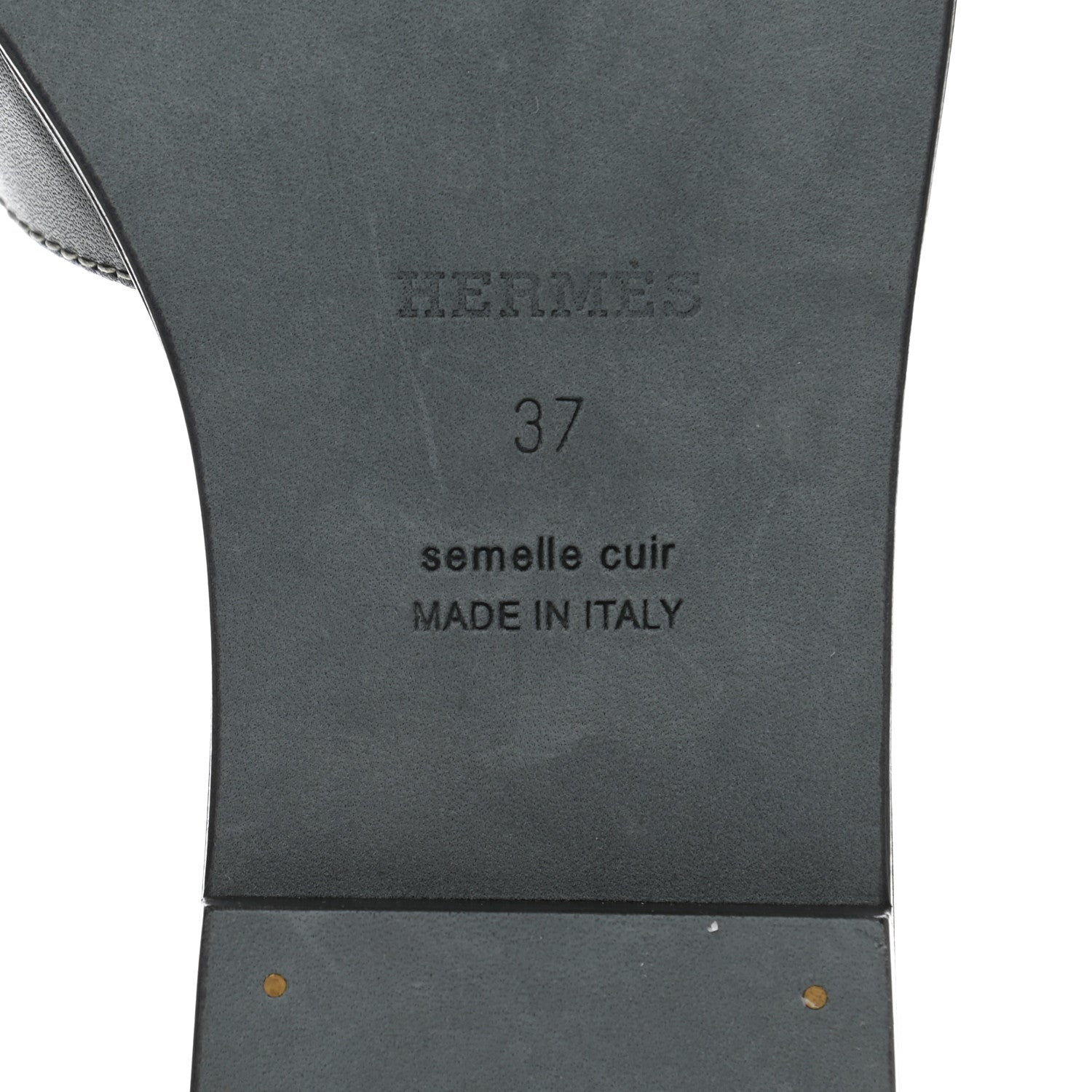 Hermes Box Calfskin Oran Sandals 37 Black 6 of 9