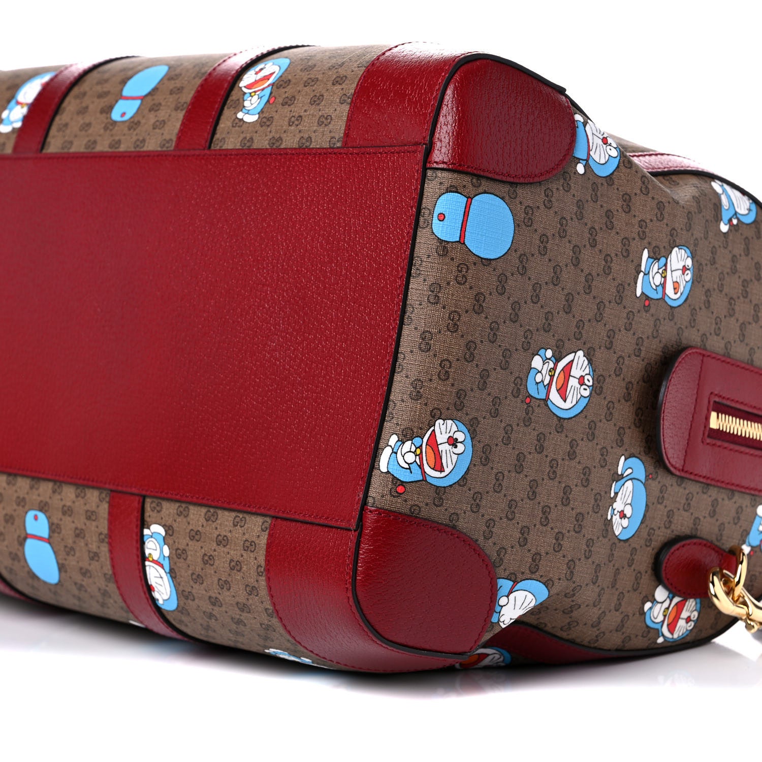 Gucci X DORAEMON Mini Vintage GG Supreme Monogram Web Duffle Travel Bag Beige Cherry Red 8 of 8