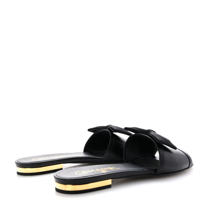 Chanel Lambskin Grosgrain CC Bow Mules 37 Black 5 of 10