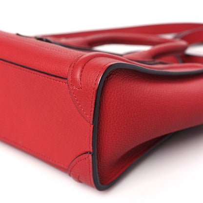Celine Drummed Calfskin Nano Luggage Red 10 of 10