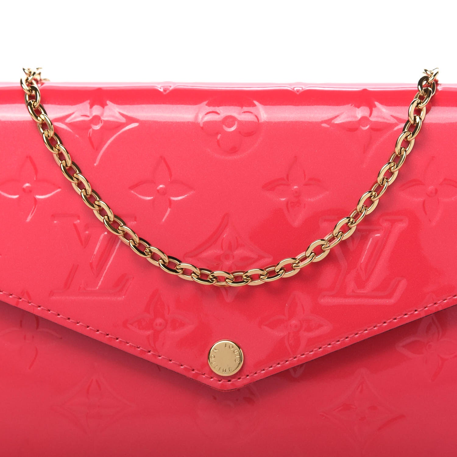 Louis Vuitton Vernis Felicie Pochette Chain Wallet Hot Pink 9 of 10
