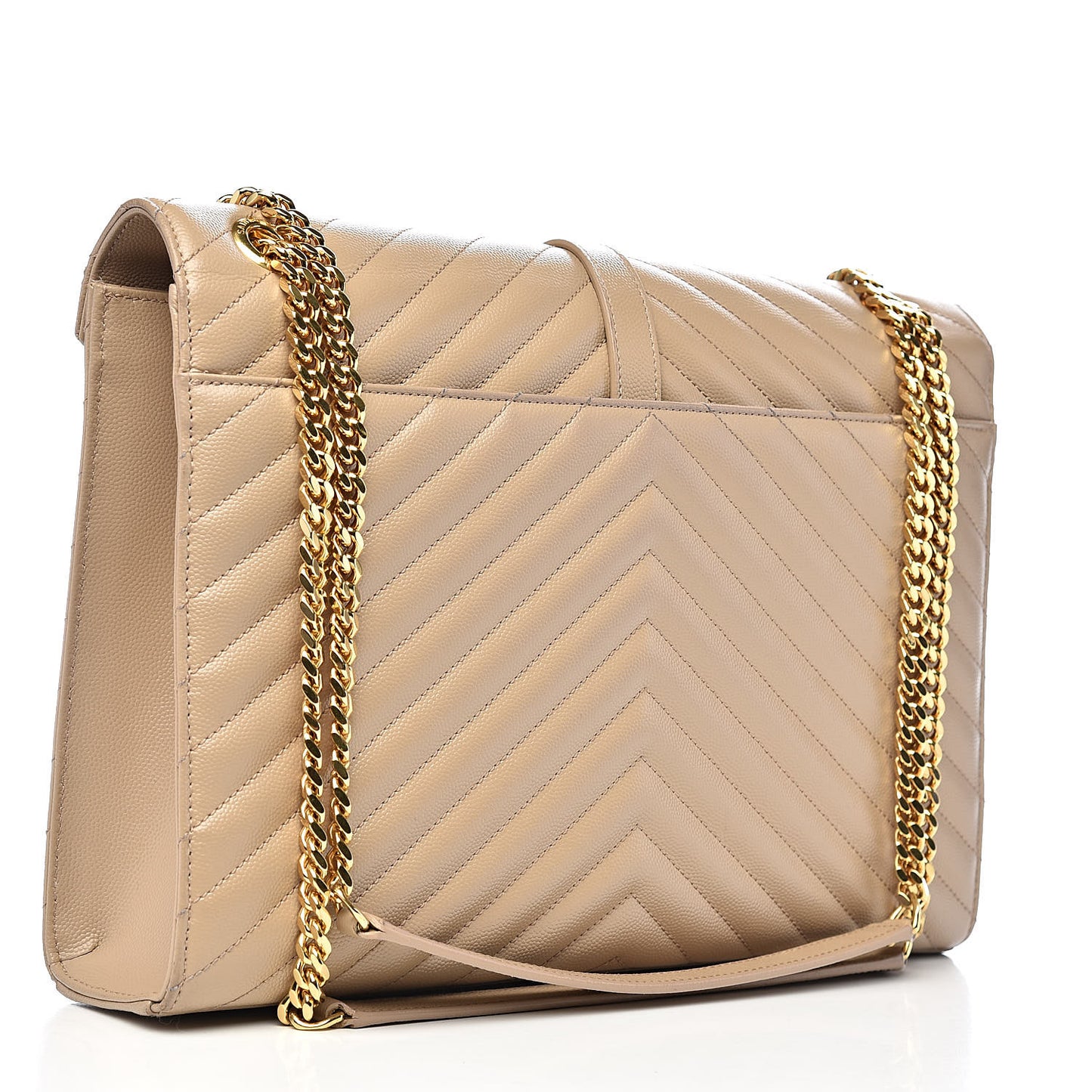 Grain De Poudre Matelasse Chevron Large Monogram Satchel Dark Beige