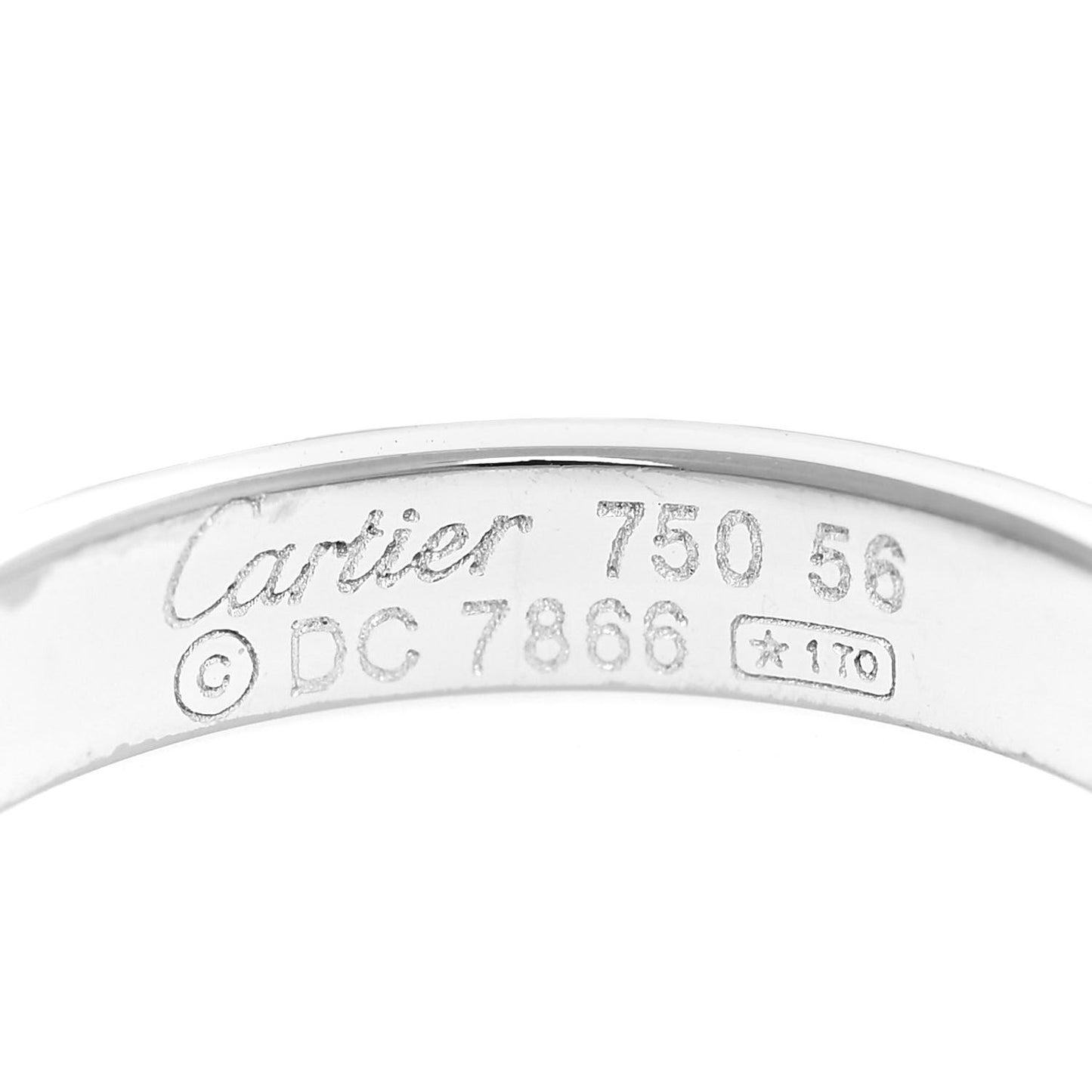 18K White Gold 3.5mm LOVE Wedding Band Ring 56 7.5