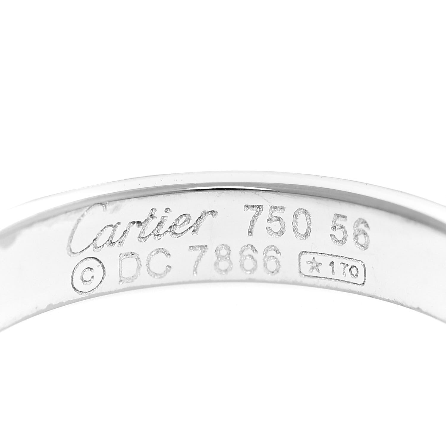 Cartier 18K White Gold 3.5mm LOVE Wedding Band Ring 56 7.5 4 of 4