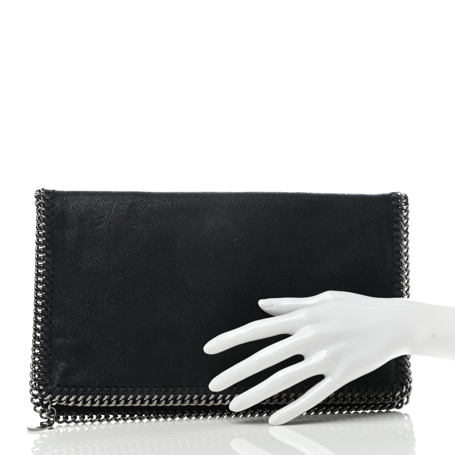 Stella McCartney Shaggy Deer Falabella Fold Over Clutch Navy Blue 2 of 8