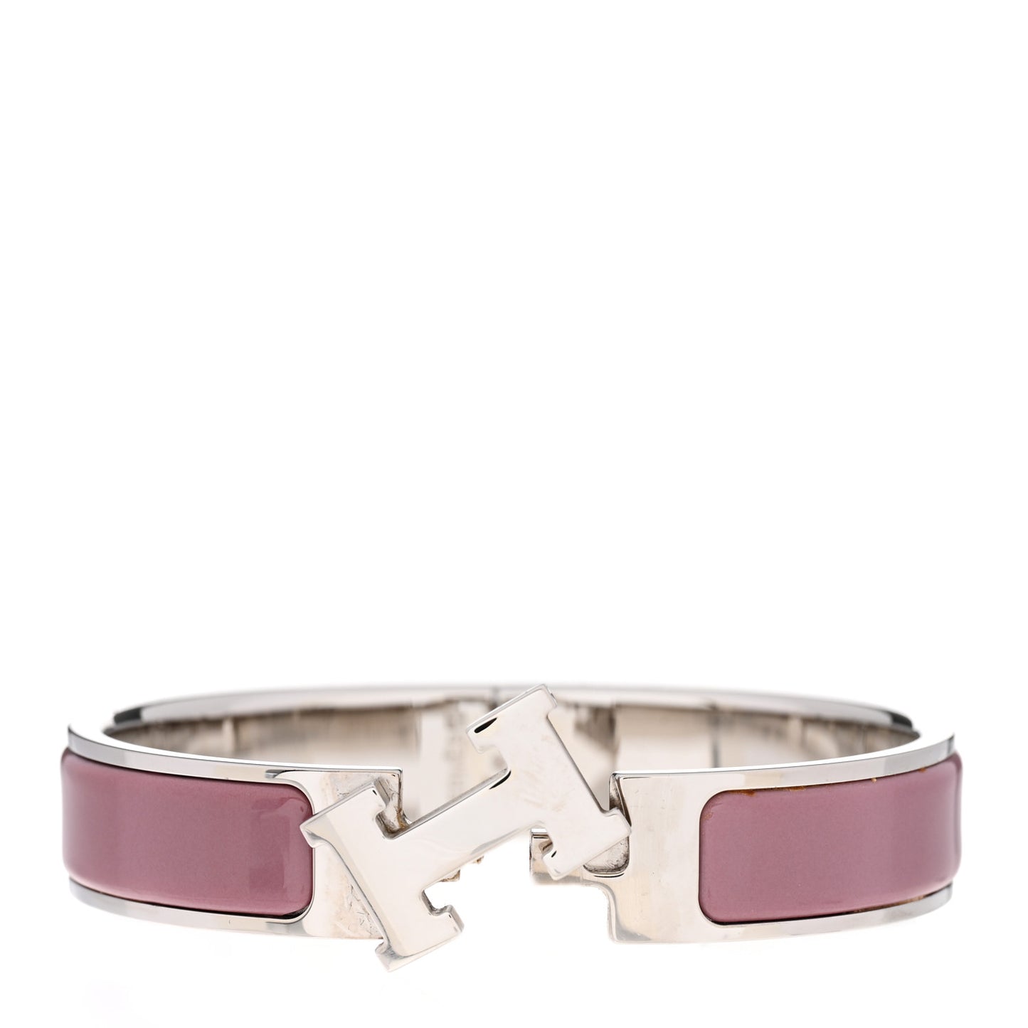 Enamel Narrow Clic Clac H Bracelet PM Bois De Rose