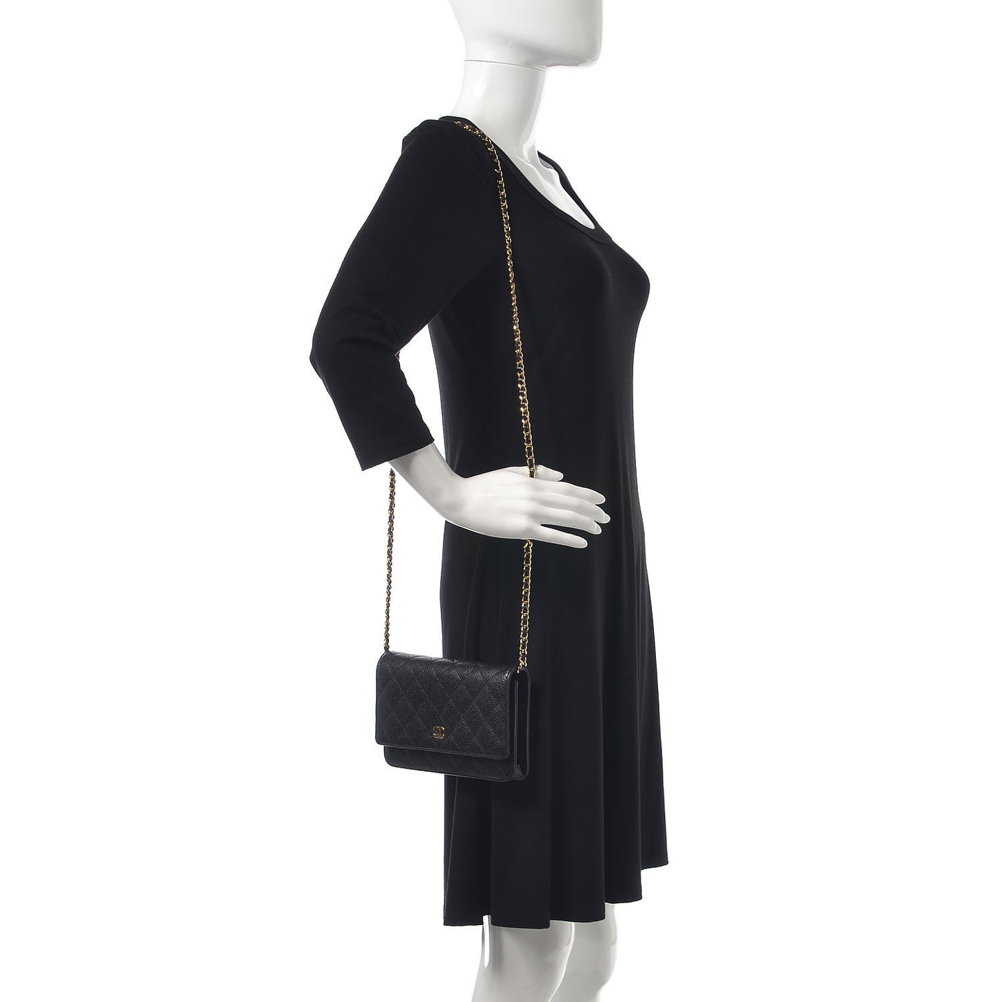 Caviar Quilted Wallet On Chain WOC Black