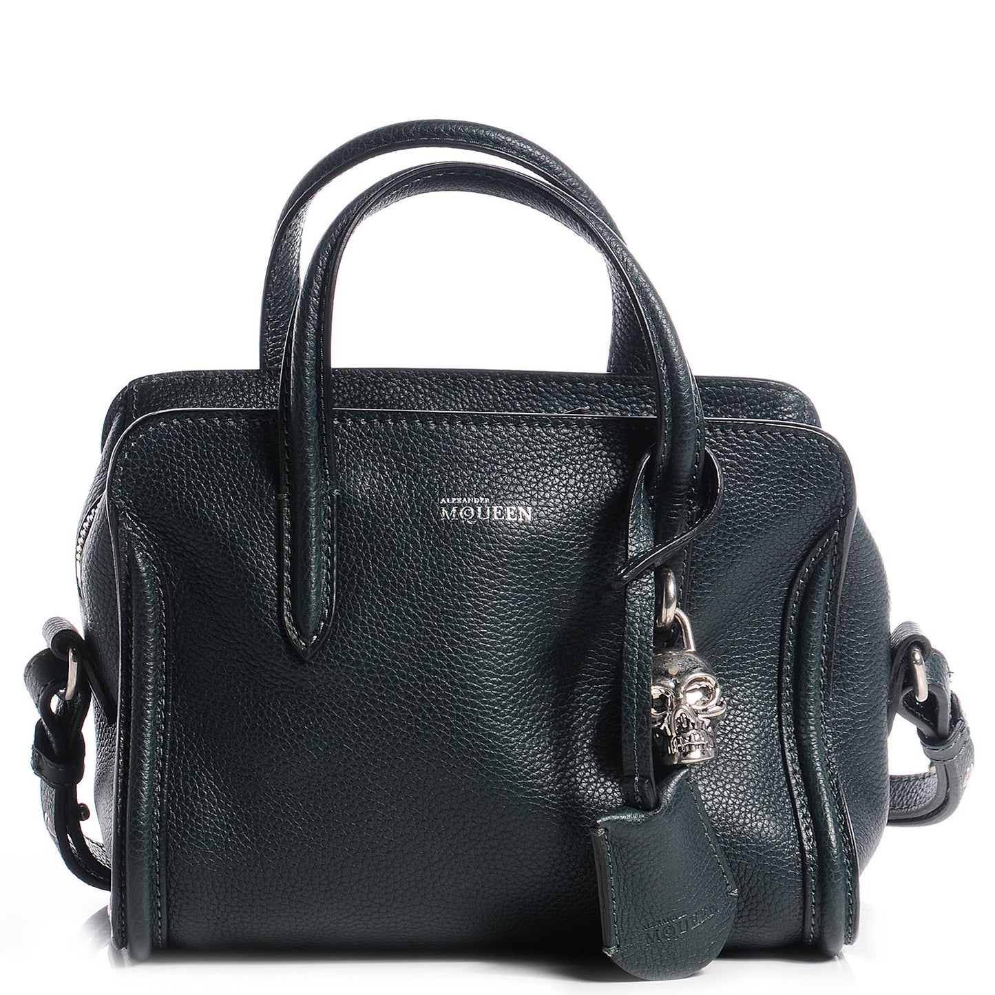 Pebbled Leather Mini Padlock Dark Green Bottle