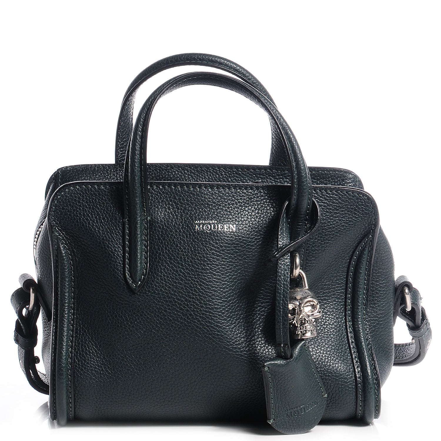 Alexander McQueen Pebbled Leather Mini Padlock Dark Green Bottle 1 of 9