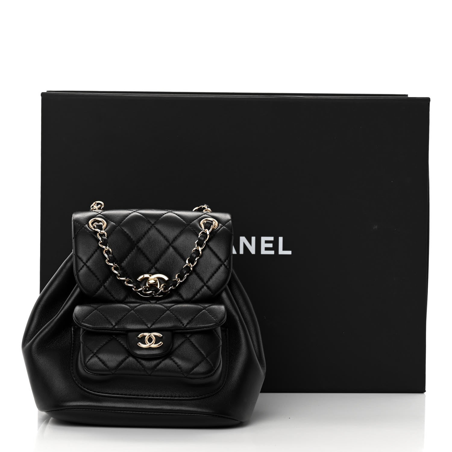 Chanel Lambskin Quilted Small Duma Drawstring Backpack Black 3 of 10